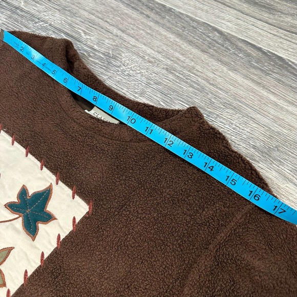 VTG 90s Crewneck Granny Fleece Quilted Patched Fall Harvest Brown Sweater Size S - Picture 8 of 8